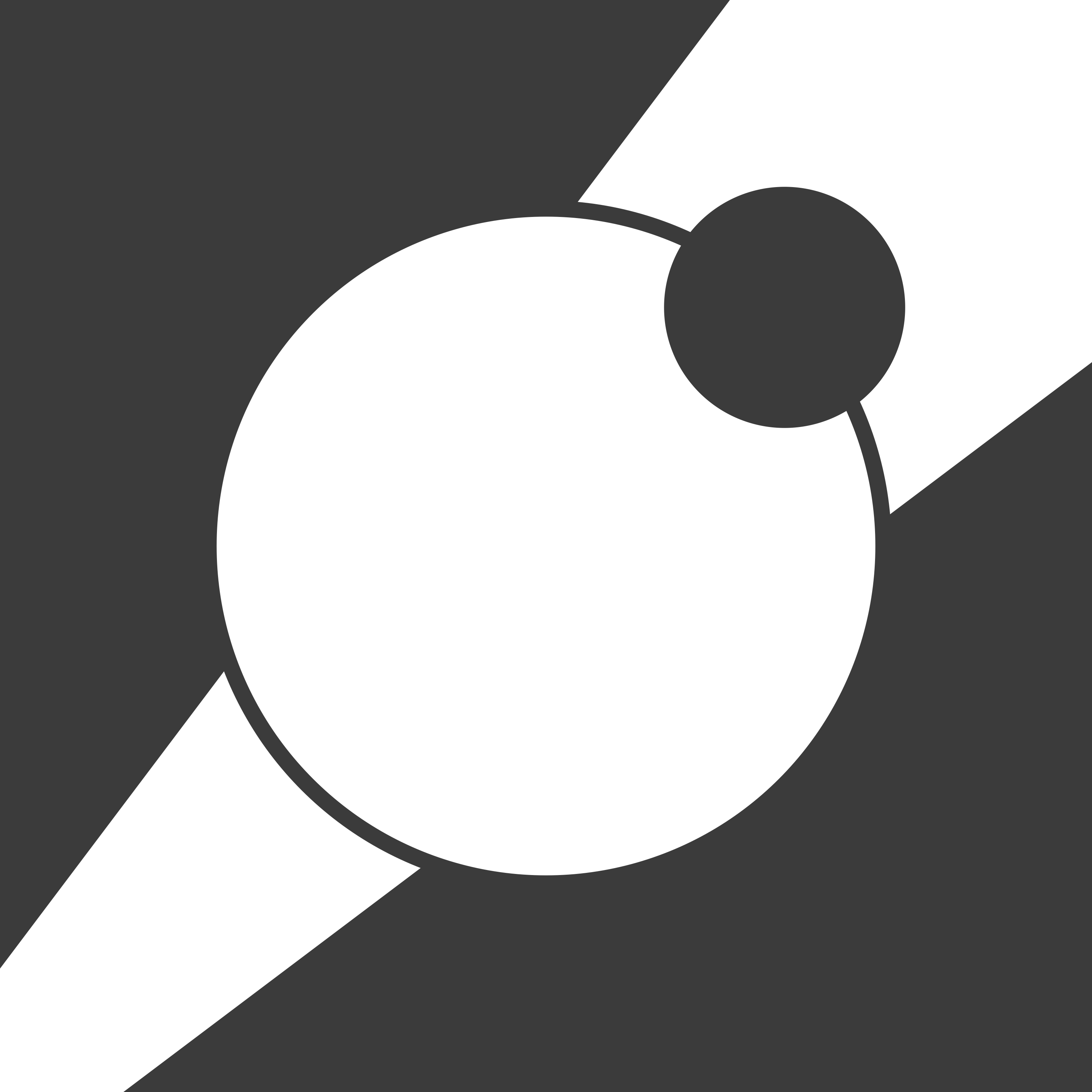 Visible Data's high-contrast geometric square logo featuring a white circle and a smaller black circle with dark maroon outlines, resembling a planet and moon or an eye pointing to the top-right corner of the image. They are centered along a diagonal band of white that cuts through the middle of the design, separating expanding blocks of black on the left and right.